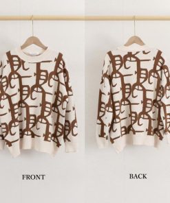 ニット・セーター | ジャガード柄ニットトップス 長袖韓国秋冬