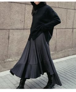 スカート | プリーツロング 白 黒 マーメイドレディース マーメイド ロングミモレ ハイウエスト 着やせ 揺れる ウエストゴム 春秋冬