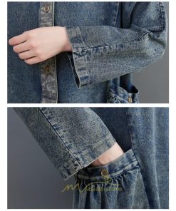 デニムワンピース | ワンピース デニム レディース 40代 ロング チュニック 長袖 ゆったり 大きいサイズ 20代30代50代 ロング丈 体型カバー 膝丈