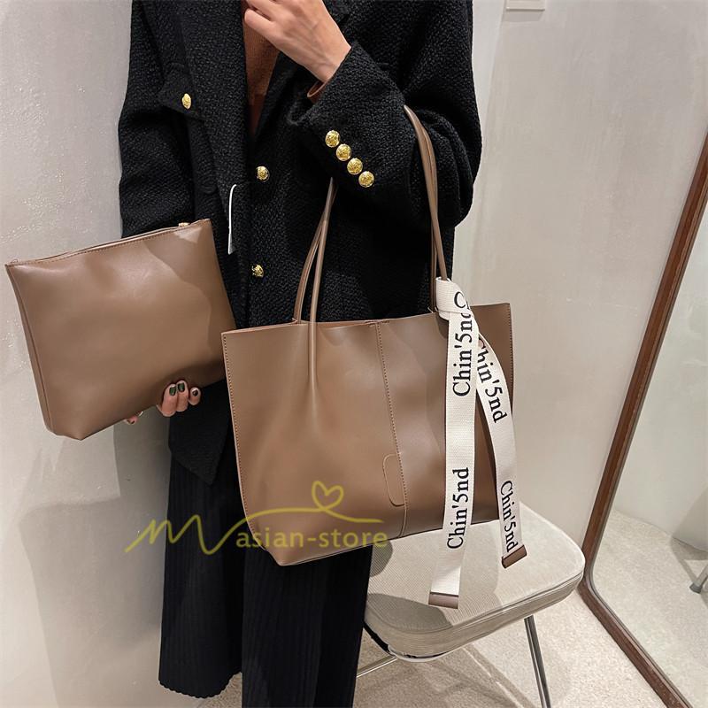 女性用バッグ | トートバッグ レディース A4 大容量 手提げ 鞄 おしゃれ PUレザー 通勤通学 無地 シンプル オフィス 上品 20代30代40代 お出かけ ビジネスバッグ ポーチ付き