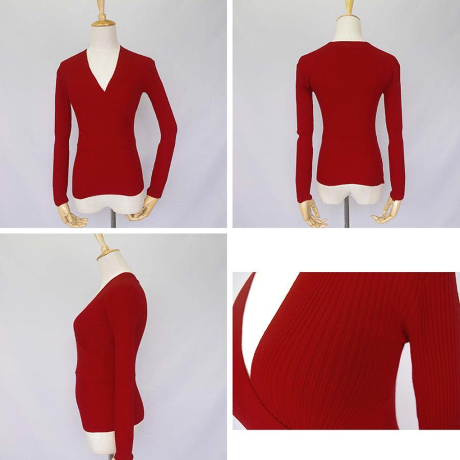 新作入荷アイテム | レディース ニットソー 長袖 プルオーバー トップス 韓国ファッション ニット きれいめ 秋冬 Vネック ニットセーター