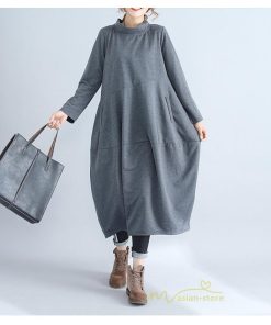 マキシ | ワンピース レディース 春秋 長袖 ゆったり ロング丈ワンピース シンプル 体型カバー 大きいサイズ 新作 カジュアル きれいめ 無地 30代 40代 着痩せ