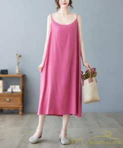 マキシ | キャミワンピ レディース 透け防止 インナーワンピース ミモレ丈 キャミソールワンピース 8色 綿 大きめ 40代50代 無地 ゆったり 20代30代 フェミニン