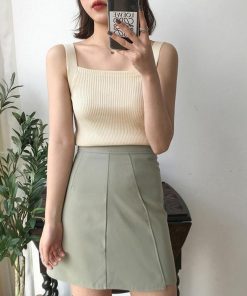 Tシャツ・カットソー | リブニット タンクトップ スクエアネック