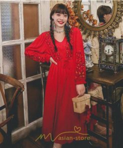 マキシ | ロングワンピース レディース ワンピ 夏 秋 長袖 可愛い 部屋着 リゾート Vネック 綿麻 花柄 高見え 旅行 20代30代40代 エスニック風 細見え レトロ風 お泊り