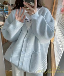 カーディガン | ニット秋冬レディース アウター ニット セーター 羽織り フロントボタン ポケット 長袖 パフスリーブ 無地 20代40代 通学通勤