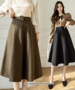 スカート | レディース 秋 冬 秋冬 ミモレ丈 膝丈 ロング 無地 ミディアム丈 ひざ丈 厚手 Aライン ハイウエスト 2022年秋冬 通学 暖か おしゃれ 通勤 ラシャ