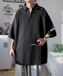 Tシャツ | ポロシャツ メンズ シャツ トップス 半袖 無地 シンプル カジュアル 夏新作 大きいサイズ 黒 白 ゆったり サマーシャツ ファスナー 大きいサイズ 体型カバー