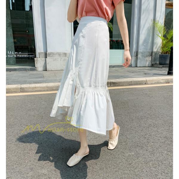 スカート | ボトムス レディース きれいめ 40代 30代 春秋 ロング丈 綿おしゃれ カジュアル 無地 通勤 OL 韓国風 通学 不規則 お出かけ 夏物 上品 着痩せ