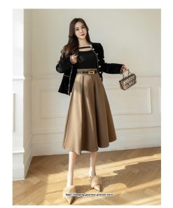 スカート | ロング秋 冬 レディース ボトムス ロング フレアAライン プリーツ 30代 40代 50代  ラシャ 送料無料 暖か 2022年秋冬 通勤 通学