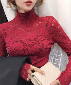 Tシャツ・カットソー | インナー 総レース シースルー 花柄 ハイネック カットソー 重ね着 レディース セクシー トップス エレガント