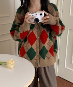 カーディガン | アーガイル柄ニットカーデ