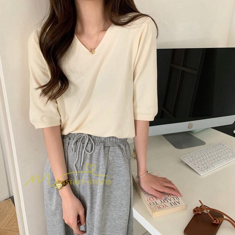 tシャツ・カットソー | Tシャツ レディース 半袖 トップス カジュアル Tシャツ 大きい ゆるTシャツ ゆるカットソー Vネック 20代30代40代50代 上品 上品 お出かけ 通勤通学 着回し