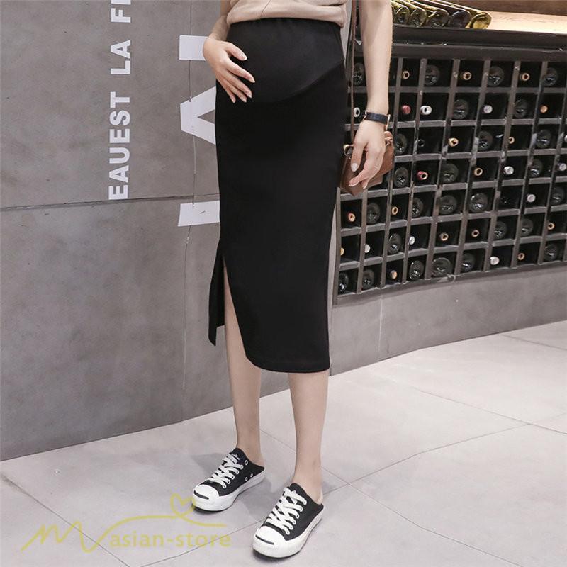 スカート | Aラインマタニティウェア 着痩せ レディース 着痩せ 上品 大きいサイズ 裾口スリット 産前 妊婦 薄手 サマー 日常 夏服 マタニティお出かけ