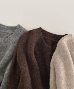 ニット・セーター | ニット レディース 秋冬 厚手 トップス セーター 秋服コーデ 長袖 パフスリーブ ボリューム感 スリット ゆったり 30代 上品 無地 大人 ニットセーター 大きめ