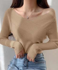 ニット・セーター | ニットトップス Vネック 肌見せ 韓国風