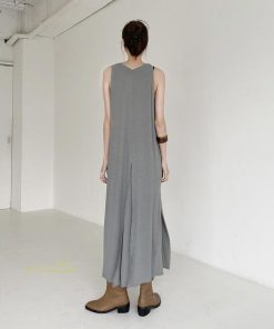 ノースリーブ | ワンピース マキシワンピース マキシワンピ マキシ ロングワンピース ワンピ スリット シンプル 無地 春夏 フレアワンピース ゆったり