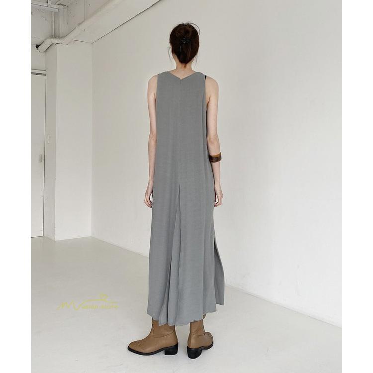 ノースリーブ | ワンピース マキシワンピース マキシワンピ マキシ ロングワンピース ワンピ スリット シンプル 無地 春夏 フレアワンピース ゆったり