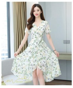 ミディアム | ワンピース レディース 40代ワンピース 花柄 きれいめ おしゃれ Vネック 膝丈 夏 新作 カジュアル 半袖 Aラインワンピース 40代 エレガント 20代 30代 きれいめ