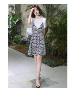 ミディアム | ワンピース レディース 重ね着風 きれいめ 半袖 ミディアムワンピース 着痩せ シフォン カジュアル 大きいサイズ 膝丈 おしゃれ サマーワンピース 可愛い 上品