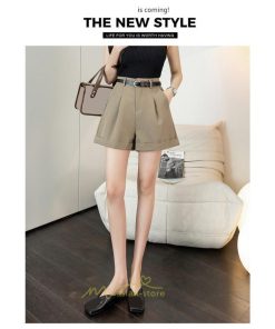 ショートパンツ | パンツ 無地 ベルト 美脚 カジュアル シンプル レディース 春 夏 ベルト付ボトムス お出かけ 日常 ズボン ゆったり 短パン