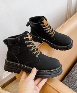 ショートブーツ | レディース ブーティー 太ヒール ブーツ ショートヒール カジュアル レースアップ 歩きやすい コスプレ靴 編み上げブーツ 厚底 ローヒール靴