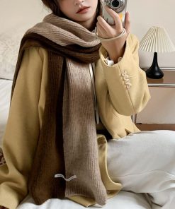 マフラー | ニット配色 レディース 秋冬