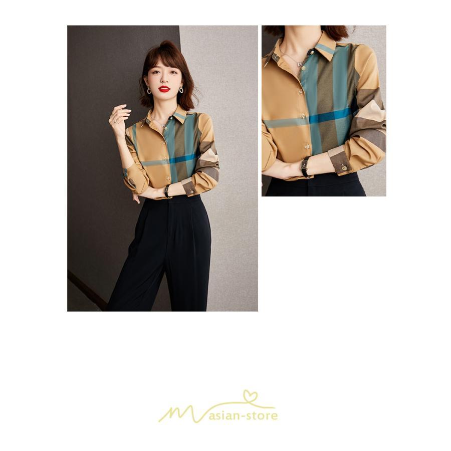 シャツ・ブラウス | ブラウス レディース 長袖 50代 チェック柄 シャツ コットン トップス きれい 40代 30代 20代 カジュアル 通勤 お出かけ 食事会 お出かけ 女子会 デート