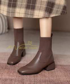 ショートブーツ | ブーツ レディース シューズ 靴 太ヒール チャンキーヒール ブーティー スクエアトゥ ソックスブーツ くつ COS コスプレ PUブーツ 合皮ブーツ