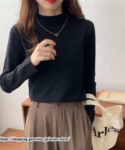 ニット・セーター | カットソー ニット レディース ハイネック 長袖 秋冬 春 トップス スリム ストレッチ インナー 無地 長袖カットソー 通学通勤 長袖ニット プルオーバー 着痩せ