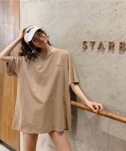 ｔシャツ・カットソー | ロングTシャツ 大きいサイズTシャツ ビッグTシャツ レディーストップス ゆったりTシャツ 可愛い コットン上着 2020春夏 黒 3色 カジュアル おしゃれ