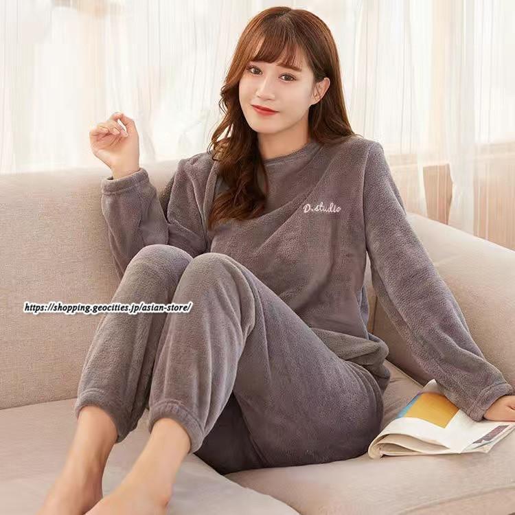 パジャマ ルームウェア | パジャマ ルームウェア レディース 秋冬 モコモコ 長袖パジャマ フランネル ルームウェア 暖かい 上下セット 厚手部屋着 可愛い ホームウェア 寝巻き 室内