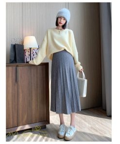 スカート | マタニティレディース ニット 秋冬 2022新作 産前産後 きれいめ 無地 ゆったり 妊婦服 マタニティウェア ハイウエスト ウエスト調整 Aライン