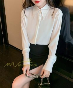 シャツ・ブラウス | ワイシャツ レディース ブラウス 長袖 おしゃれ オフィス 通勤 事務服 仕事 ビジネス 20代30代40代50代 お出かけ 韓国ファッション 着痩せ カジュアル 通学