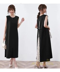 マキシ | ワンピース レディース マキシワンピース 可愛い 春夏 春 夏 きれいめ ゆったり ロングワンピース ノースリーブ 切り替え フェイク 50代 40代 30代