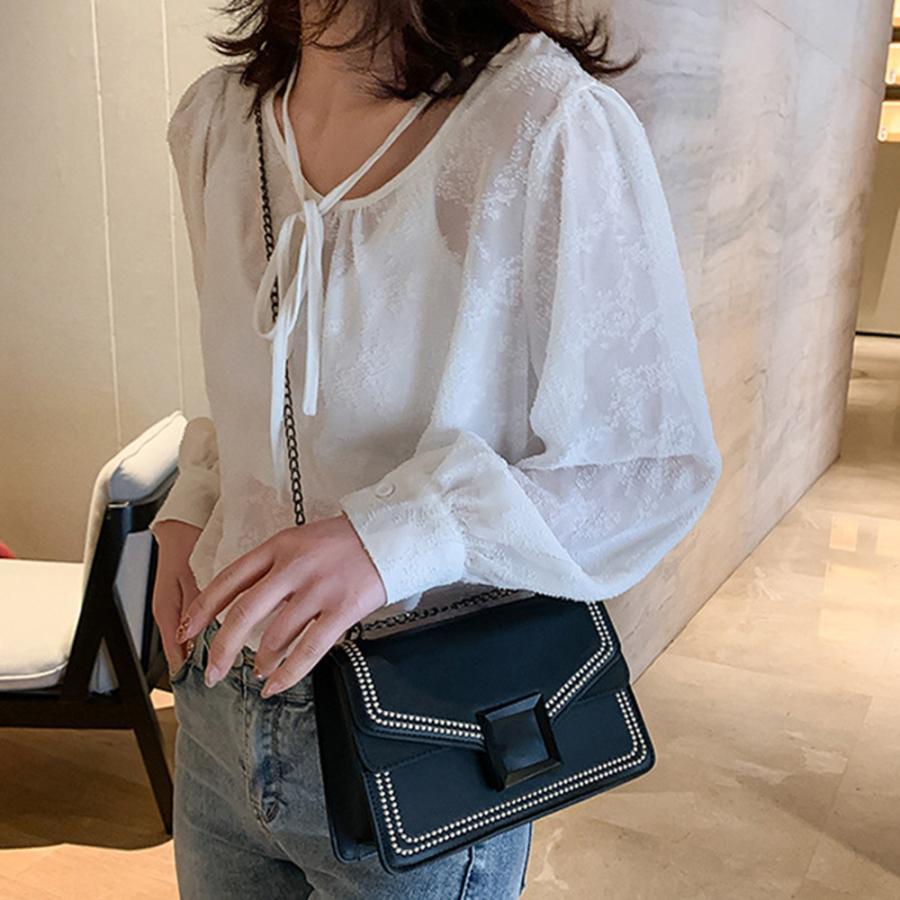 ショルダーバッグ | スクエアバッグ かばんブラック 肩掛け チェーンバッグ 斜めがけ ミニレディース 小さめ レザー 大人