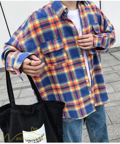 シャツ | ライトアウター 秋服 薄手 メンズ チェック柄 長袖 ポケット 韓国風 カッコウイイ 日常感 ワイドコットン 大きいサイズ トップス 大きいサイズ 男性着