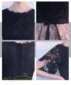 大人 | パーティードレス ドレス 刺繍 切り替え 上品 膝丈ワンピース 半袖 エレガント 二次会 結婚式 お呼ばれドレス 披露宴 黒+カーキ 卒業式 フレアワンピース ママ