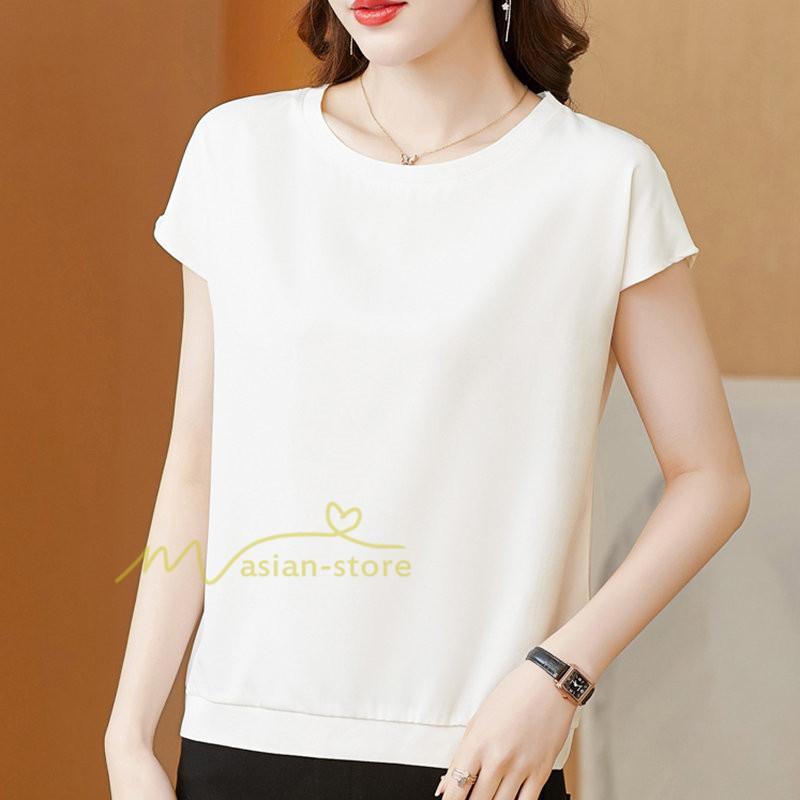 tシャツ・カットソー | トップス Tシャツ レディース 春 夏 秋 半袖 クルーネック 無地 プルオーバー 20代30代40代50代 ママ シンプル 着痩せ 大きいサイズ カジュアル 上品 お出かけ