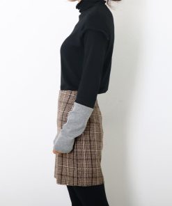タイトスカート | チェック ミニスカート レディース ハイウエスト Aラインスカート 裏地付きウールスカート
