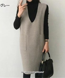 マキシ | ワンピース ジャンパースカート Vネックジャンパースカート ラシャ 着痩せ 上品 フェミニン キレイめ 通勤 おしゃれ オシャレ 40代 30代 20代 通勤 50代　