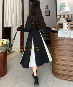 マキシ | ロングワンピース 秋物 レディース ミモレ丈 Aラインワンピース 切り替え フェイク レイヤード風 重ね着風 30代40代 着やせ 上品感 お呼ばれワンピース