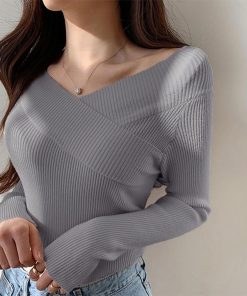 ニット・セーター | ニットトップス Vネック 肌見せ 韓国風