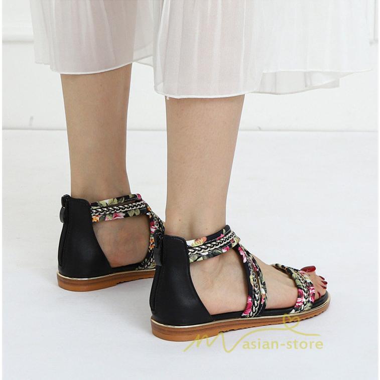 サンダル ミュール | サンダル レディース 歩きやすい ウェッジソール バックファスナー ローヒール フラットサンダル 2021年夏 ぺたんこサンダル ストラップサンダル 歩きやすい