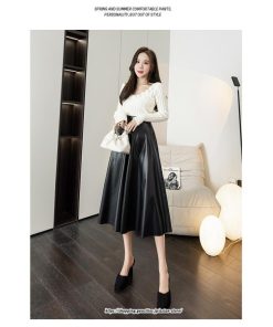 スカート | ロングレザーフレアAライン秋 冬 レディース ロング丈 着痩せ 20代 30代 40代 2022年 50代 送料無料