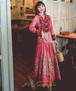 マキシ | ワンピース ロング 着やせ効果抜群 夏秋 長袖 他と被らない 刺繍 上品 きれいめ ロングワンピース マキシワンピ 舞台 演出 パーティー ダンス