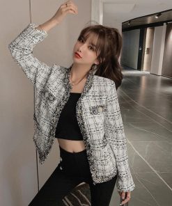 ジャケット・ブルゾン | ツイード風 ジャケット レディース韓国風