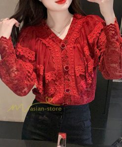 シャツ・ブラウス | ブラウス レディース きれいめ 40代 春秋新作 オシャレブラウス 無地シャツ 長袖トップス レースvネックブラウス 大人 通勤 50代 シャツ30代 ゆったり 着回し