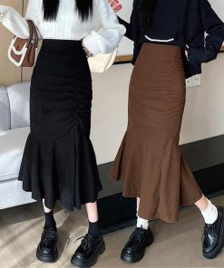 ロングスカート | マーメイドスカート秋冬 ロングスカート黒