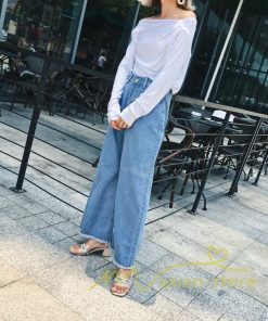 在庫ある | 短納期デニムワイドパンツ レディースボトムスジーンズ 九分丈パンツ デニムボトムス デニムパンツ 春夏秋 薄手 ゆったり 通学通勤 着痩せ ハイウエスト OL 無地